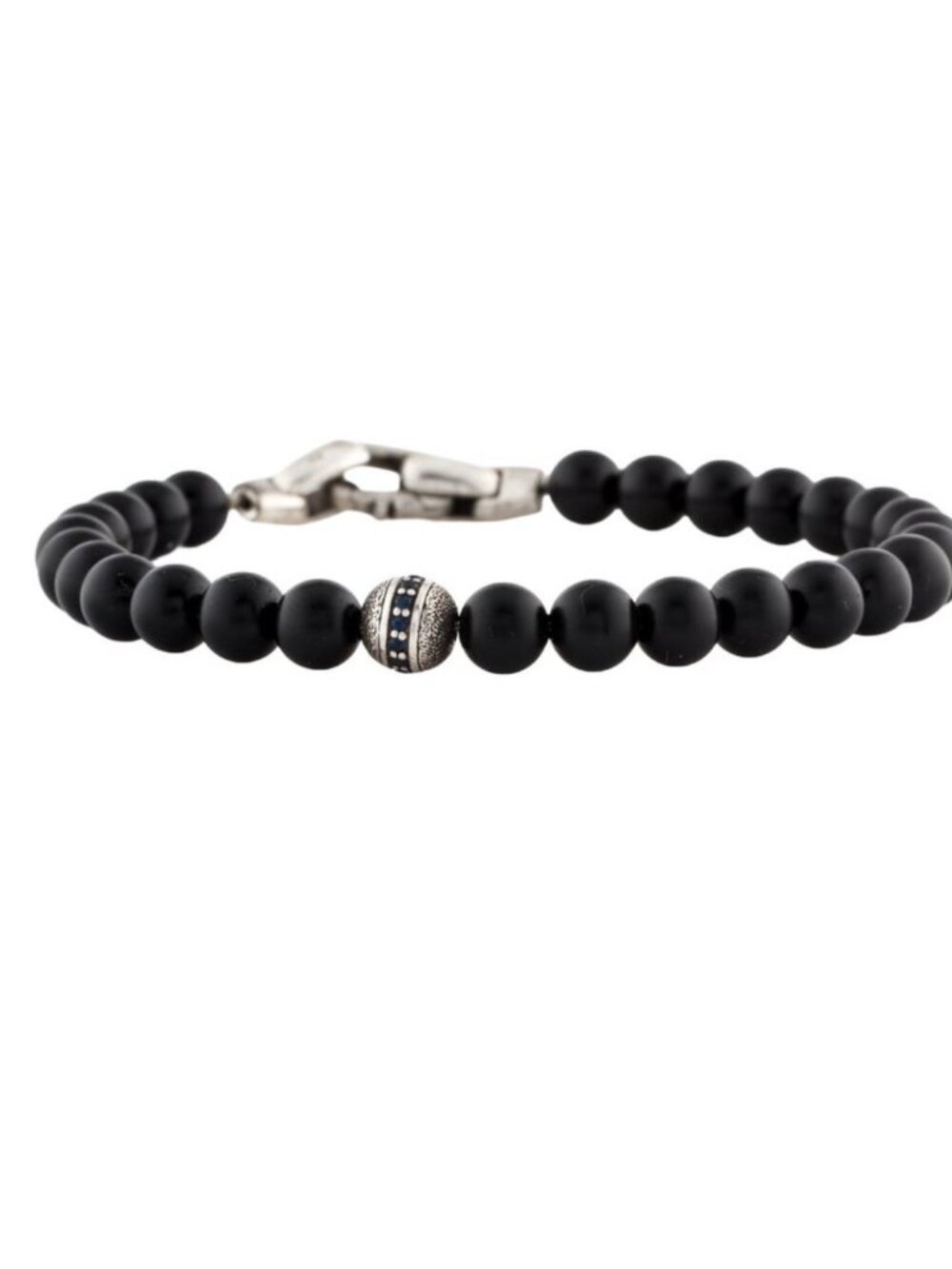 DAVID YURMAN STERLING SILVER 925 ONYX & SAPPHIRE SPIRITUAL BEAD BRACELET